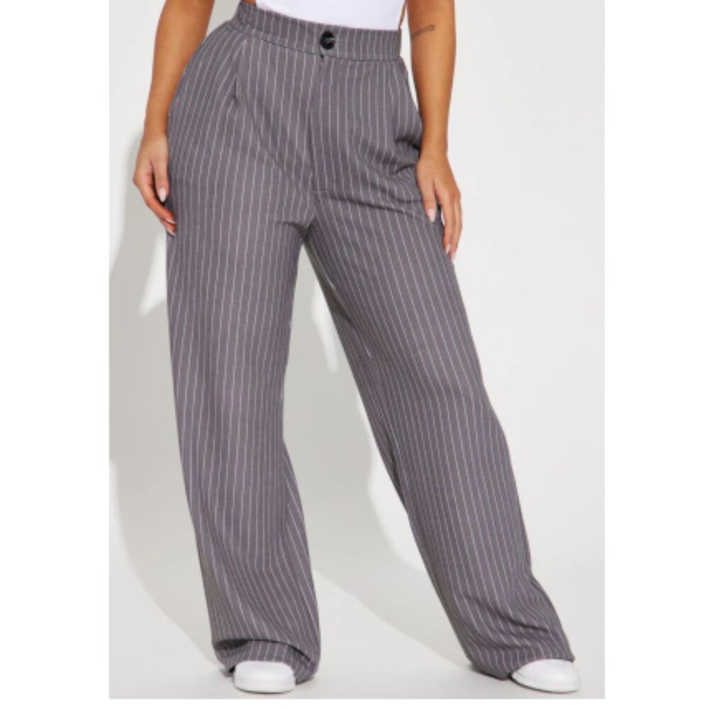 New Gray Pinstripe Trouser Suit Button Pants 2XL (18/20)